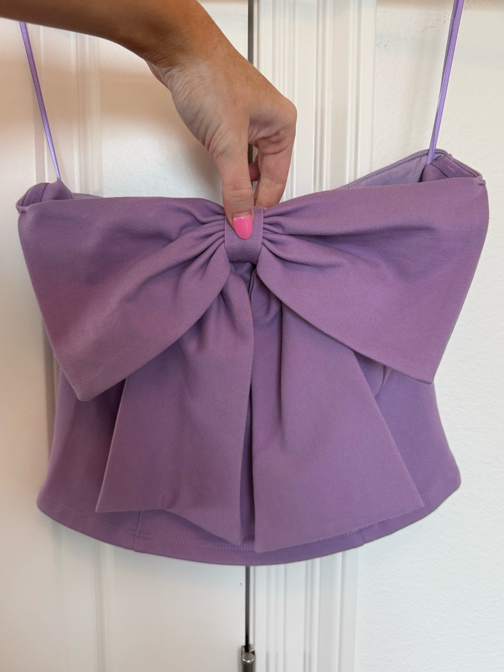 eesome Lavender Bow-Front Spaghetti Strap Crop Top